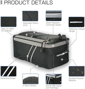 Sac de selle de vélo réfléchissant imperméable au prix d'usine, sac de <span class=keywords><strong>porte</strong></span>-bagages arrière pour vélo électrique avec housse de pluie - Product Image 3