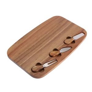 Wooden <b>Cheese</b> Cutting Board With <b>Knives</b> <b>Set</b> Portable Reversible Durable For <b>Cheese</b> And Fruit Slicing - Product Image 1