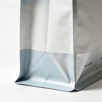 Sachet d'emballage de poudre imprimé sur mesure à huit soudures latérales, pochette à fond plat autoportante avec fenêtre transparente, trou de suspension et fermeture éclair refermable
