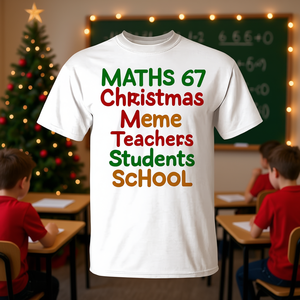 Camiseta escolar con meme navideño de matemáticas 67 para profesores y estudiantes - Product Image 3