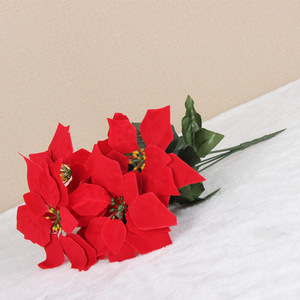 SEASON 7 cabezas Navidad rojo <span class=keywords><strong>Artificial</strong></span> Poinsettia <span class=keywords><strong>flor</strong></span> en <span class=keywords><strong>maceta</strong></span> para Navidad decorar seda Poinsettia <span class=keywords><strong>flor</strong></span> arbusto - Product Image 6
