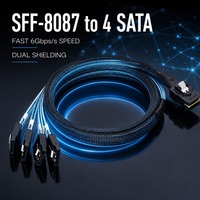 Actualización de Almacenamiento para Servidor, Adaptador SFF-8087 a 4 SATA Mini SAS, 6Gbps, 36 Pines, Conector de Fibra de Vidrio para PC, Diseño con Pestillo