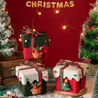 Coffret cadeau de Noël en flanelle de luxe Sac de pomme de Noël Boîtes d'emballage de Noël pour bonbons à la pomme