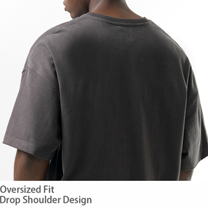High Quality Drop Shoulder Crewneck Plain Shirt Men's Blank <b>T</b> Shirt Heavyweight Plain Drop Shoulder Oversized <b>T</b>-Shirts - Product Image 4