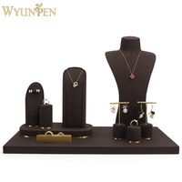 Vente en gros personnalisable Bijouterie Présentoir Collier Mannequins Bracelet Bar Anneau Rack Ensemble d'accessoires en microfibre