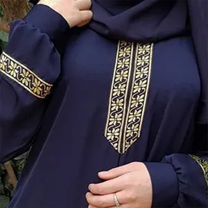 Hot Sale Plus Size Women's Islamic Maxi Dress Robe Anti-Wrinkle Fabric Kaftan For Casual Wear Long Sleeve Dubai Abaya Gown