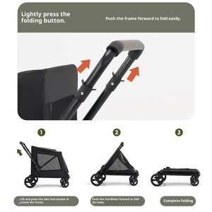 45kg Trọng lượng nhẹ lớn không gian lưu trữ 4-bánh xe thép carbon vật nuôi xe đẩy không thấm nước thoáng khí có thể gập lại Jogger giỏ hàng cho lớn hơn - Product Image 6