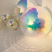Boule disco circulaire en PET, brillance arc-en-ciel, multicolore, scintillante, miroir suspendu, décoration pour mariage, fête, anniversaire, festival