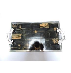 Bandeja de Madera de Diseño Moderno y Único para Decoración del Hogar, con Asas de Acero, Nueva Bandeja de Servicio y Almacenamiento de Madera de Acacia - Product Image 4