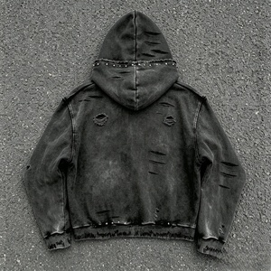 เสื้อฮู้ดซิปผู้ชายสีดำ ผ้าฟลีซ ทรงปกติ มีกระเป๋า ผ้าถัก - Product Image 3