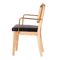 Hôtel nordique commercial meubles en bois massif en bois café métal bras chaise dossier rotin rembourré tissu cuir chaise