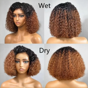 Peluca de Cabello Humano Rizado Bob con Ombre Marrón Miel 4C sin Pegamento, Estilo 4x4 5x7, Lista para Usar, Proveedor de Pelucas de Cabello Humano sin Pegamento - Product Image 6