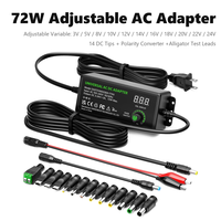 Adaptateur d'alimentation variable 72W DC 3V-24V réglable avec affichage LED de la tension, 13 embouts et pinces crocodiles pour la réparation électronique DIY
