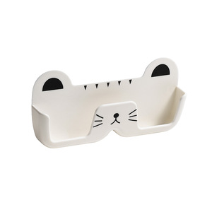 Soporte para gafas con forma de gato, montado en la pared, blanco y negro, sin necesidad de perforar, para almacenamiento de gafas, uso en casa y en el coche - Product Image 5
