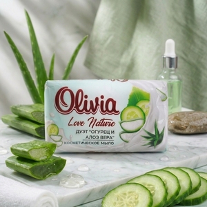 Cucumber Moisturizing Bar <b>Soap</b> with Natural Oils and Glycerin for Daily Hand and Body Cleansing 140 g Olivia Love Nature - Product Image 1