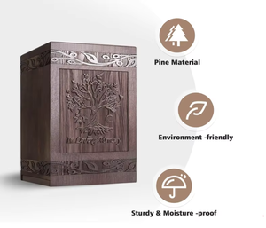 Caixa de Crematório de Madeira de Luxo Ecológica de Alta Qualidade Estilo Moderno para Cinzas de Gatos e Cães, Robusta e Durável - Product Image 3