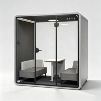 Cabine insonorisée compacte pour deux personnes, pod acoustique de bureau, cabine silencieuse personnelle avec couleur intérieure optionnelle, espace de bureau