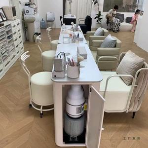 Nouvel ensemble table et chaise de salon de manucure, simple/double, blanc/noir, avec aspirateur haute puissance pour usage professionnel en salon de manucure double - Product Image 3