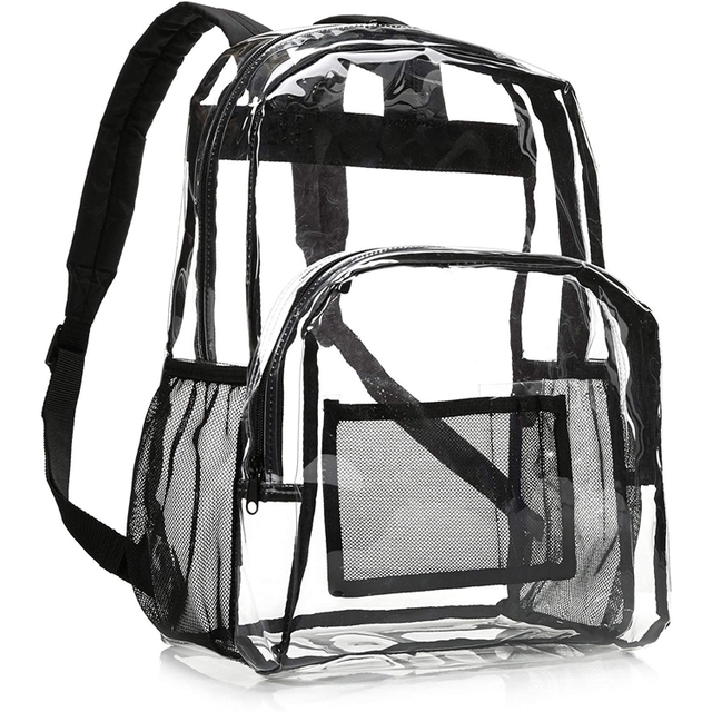 Clear PVC Beach Bag School Backpack Transparent Large Waterproof Eco Backpack with Mesh Pockets OEM Logo Stadium Approve Bag