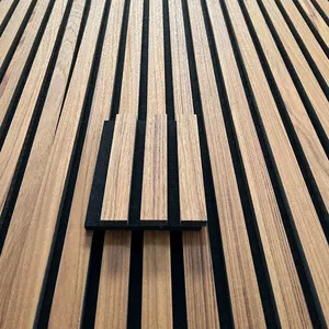 acoustic decorative timber slat wall panel Natural Veneer Oak Acoustic Panels Slat Wooden Sound Proof Wall Panels