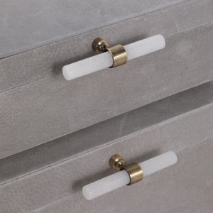 Set di Due Scatole Decorative Moderne per Conservazione con Manico in Pietra e Coperchio, Organizer per Gioielli e Ricordi, Finitura in Velluto Grigio - Product Image 6