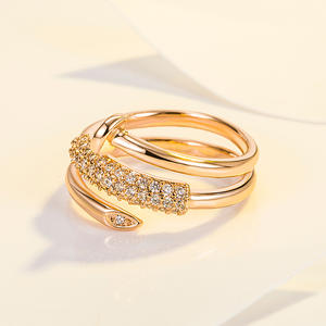 Großhandel Edelstahl Designer Ringe Vergoldeter Kristall Diamant <span class=keywords><strong>Ring</strong></span> Resizable Luxus Frauen Schmuck Finger Dekoration - Product Image 6