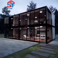 Bâtiment de bureau modulaire préfabriqué en acier à deux étages avec mur-rideau en verre pour site commercial