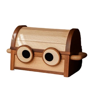 Children's Wooden <b>Treasure</b> <b>Box</b> Piggy Bank Solid Wood Storage <b>Box</b> With Handle For Kids Money Saving - Product Image 4