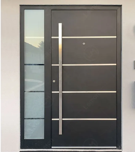TOMA AS2047 Portes d'entrée de sécurité modernes personnalisées en alliage de zinc ou en fonte d'aluminium avec éclairage latéral - Product Image 1