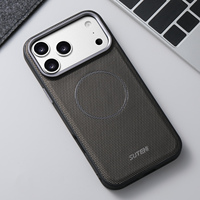 Étui de téléphone antichoc en métal avec chargement magnétique et motif triangulaire en PU, personnalisé directement par l'usine OEM/ODM, pour la série Apple