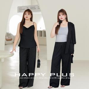 กางเกงขากว้างลายทางแนวตั้งทันสมัยขนาดพลัสไซส์ N9143 กางเกงยางยืดสำหรับผู้หญิงสำหรับการเดินทาง - Product Image 4