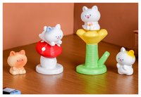 Figurine de chat champignon 3D en résine décorative pour jardin féerique, petite mini tour d'escalade, figurine de dessin animé pour enfants, jouets scientifiques animaux DIY