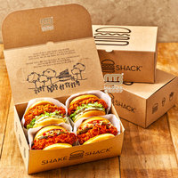 Caja de Cartón Plegable para Hamburguesas con Impresión Personalizada para Comida Rápida, Caja Higiénica Desinfectada para Hamburguesas, Caja para Llevar Comida