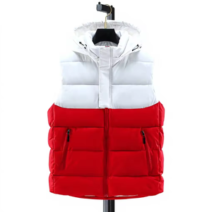 Chaleco Acolchado Unisex Personalizable al por Mayor con Capucha, Diseño Colorblock y Sin Mangas para Hombre - Product Image 4