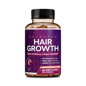 Cápsulas para el Crecimiento del Cabello para Adultos Más Vendidas en Amazon Independent Station con Biotina y Colágeno, 120 Cápsulas por Botella - Product Image 1