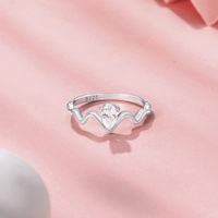 Bague en argent sterling 925 personnalisée en gros, en forme de goutte d'eau, avec zircone et design festonné