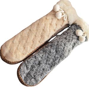 Femme Femmes Femmes Dames Hiver Haute Qualité <span class=keywords><strong>Mohair</strong></span> Moelleux Tricoté Intérieur Sol Maison Cozy Sherpa Doublé Anti-dérapant Chaussons Chaussettes - Product Image 1