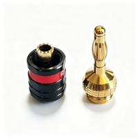 Connecteur banane plaqué or 4 mm, style CNC, corps métallique nervuré, coque anodisée dure, bande de polarité pour amplificateur de haut-parleur