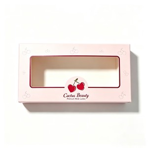 Boîte d'emballage en papier pour faux cils avec imprimé cerise Kawaii, personnalisable avec logo, pour maquillage <span class=keywords><strong>ado</strong></span> et magasins de <span class=keywords><strong>beauté</strong></span> mignons - Product Image 1