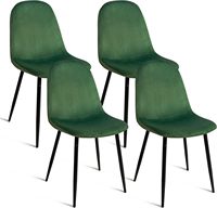 Chaises de salle à manger en velours, chaises de cuisine de couleur unie, tabourets rembourrés avec dossier, pieds en métal
