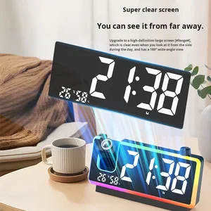 โคมไฟ <span class=keywords><strong>LED</strong></span> สีสันสดใสมีพอร์ต USB, เครื่องฉายดิจิตอลเครื่องวัดอุณหภูมินาฬิกาปลุกพร้อมจอแสดงเวลาฉายภาพ - Product Image 4