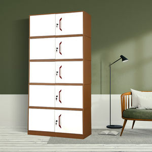 Gabinete de almacenamiento de acero de 5 puertas multicapa, armario moderno para oficina, armario de hierro, marrón, blanco, hogar, oficina, uso escolar, Metal ajustable - Product Image 4