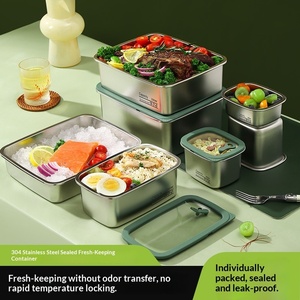 Contenedor de Almacenamiento de Alimentos de Acero Inoxidable 304 con Tapa Ventilada, Caja Metálica Hermética para Preparación de Comidas - Product Image 6