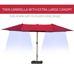 DB pour Offre Spéciale Parasol double face en acier de 15 pi à manivelle avec base de protection solaire pour cour et marché extérieur - Product Image 6