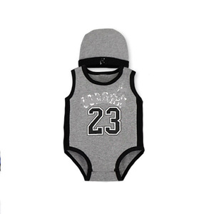 Tuta Estiva 2026 per Neonati, Stile Sportivo Basket, Senza Maniche, in <span class=keywords><strong>Cotone</strong></span>, con Cappello - Product Image 4