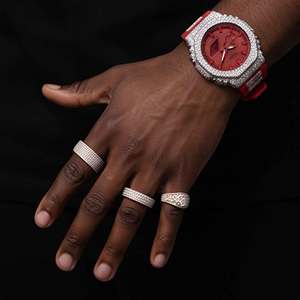 Nouvelle Arrivée <span class=keywords><strong>Montre</strong></span> Hip Hop Personnalisée en Moissanite Effet Diamant Bracelet Rouge <span class=keywords><strong>Montre</strong></span> de Luxe Tendance pour Acheteurs en Gros et Revente - Product Image 3