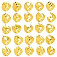 Anillo de Letra del Alfabeto A-Z, Diseño Grueso, Minimalista, de Acero Inoxidable, Chapado en Oro de 18K, para Mujer, Resistente al Deslustre