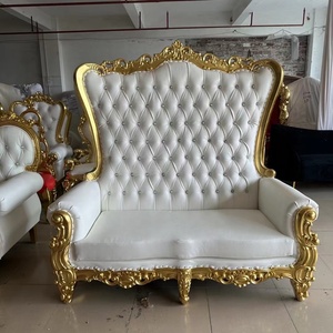 Bán buôn 2 CHỖ NGỒI sang trọng nhung Hoàng Gia Vua Ngai Vàng ghế sofa bạc & vàng cao trở lại sự kiện đám cưới & ăn uống đồ nội thất khách sạn - Product Image 6