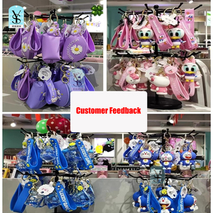 Tùy chỉnh sản phẩm làm đẹp truy cập hàng đầu 3 tầng dây màu đen thép xoay Keychain trang sức hiển thị đứng - Product Image 4