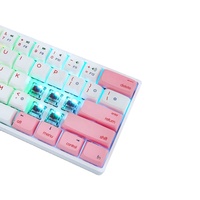 Diskon Besar-besaran Keyboard Mekanik 60% Profesional Keyboard Mekanik Rgb 61 Tombol Keyboard Sakelar Gateron USB Tipe C Merah Muda
